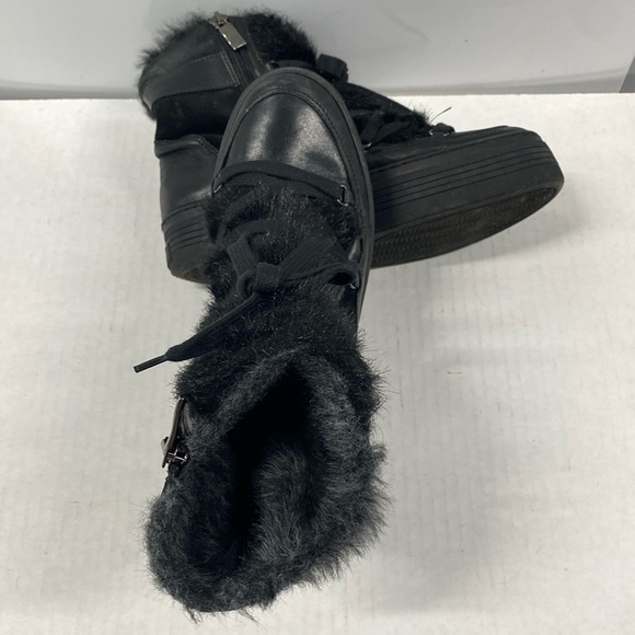 A&M Italy Black leather suede & fur platform boots handcrafted CGUC Size 38 - Picture 11 of 12